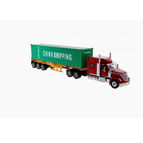 International LoneStar Truck red with Skel Trailer 40ft China Shipping Container