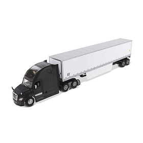 Freightliner New Cascadia Sleeper Cab Black with 53' Dry Van Trailer White Transport Series